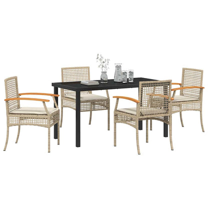 Tuin Eetset 5 pcs Beige poly rattan