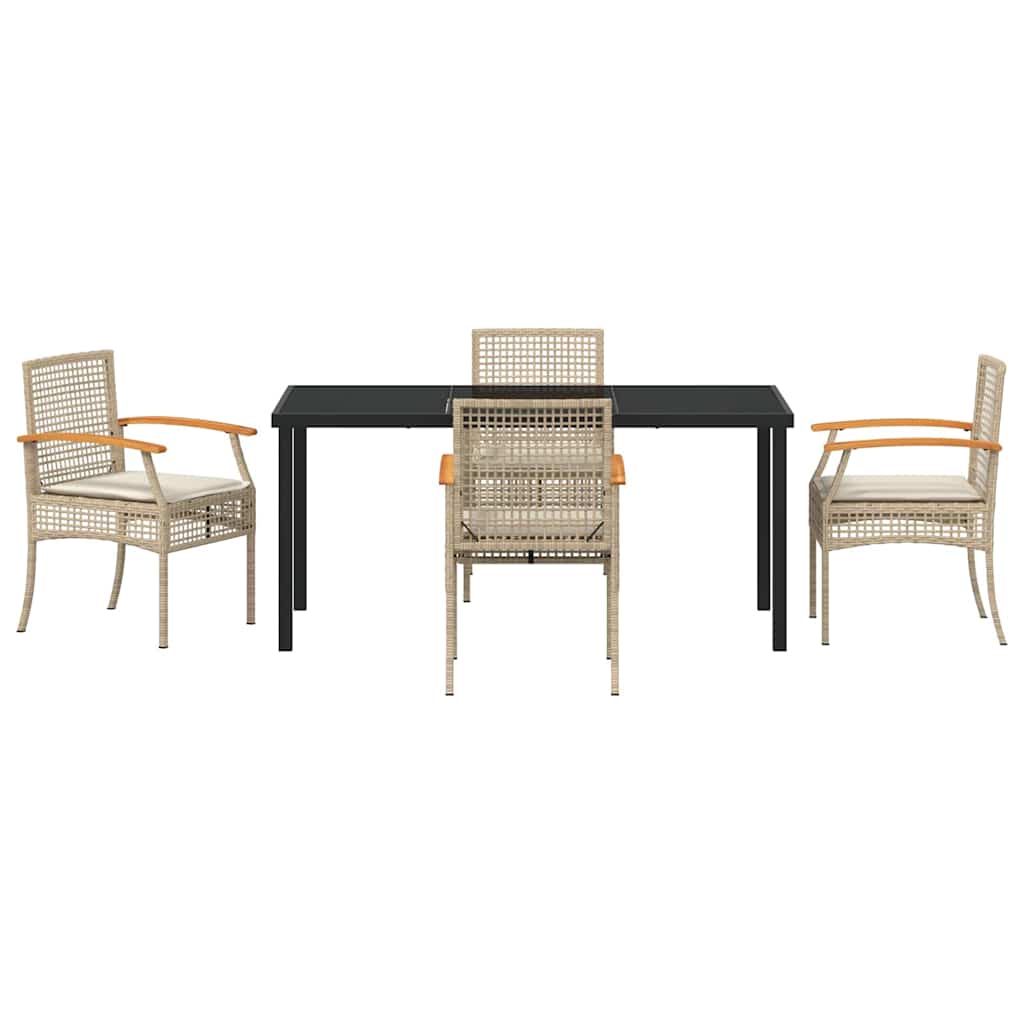 Tuin Eetset 5 pcs Beige poly rattan