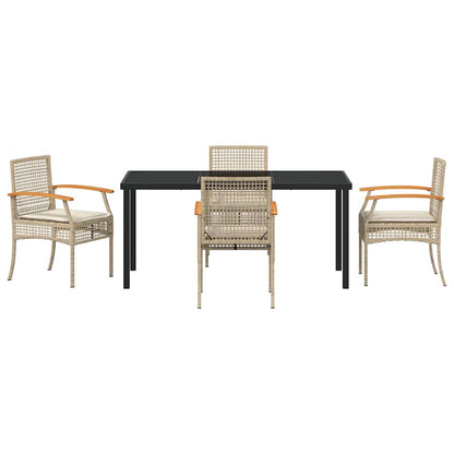 Tuin Eetset 5 pcs Beige poly rattan