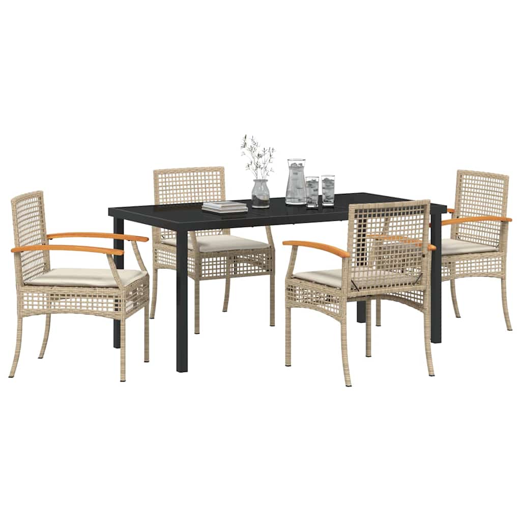 Tuin Eetset 5 pcs Beige poly rattan