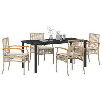 Tuin Eetset 5 pcs Beige poly rattan