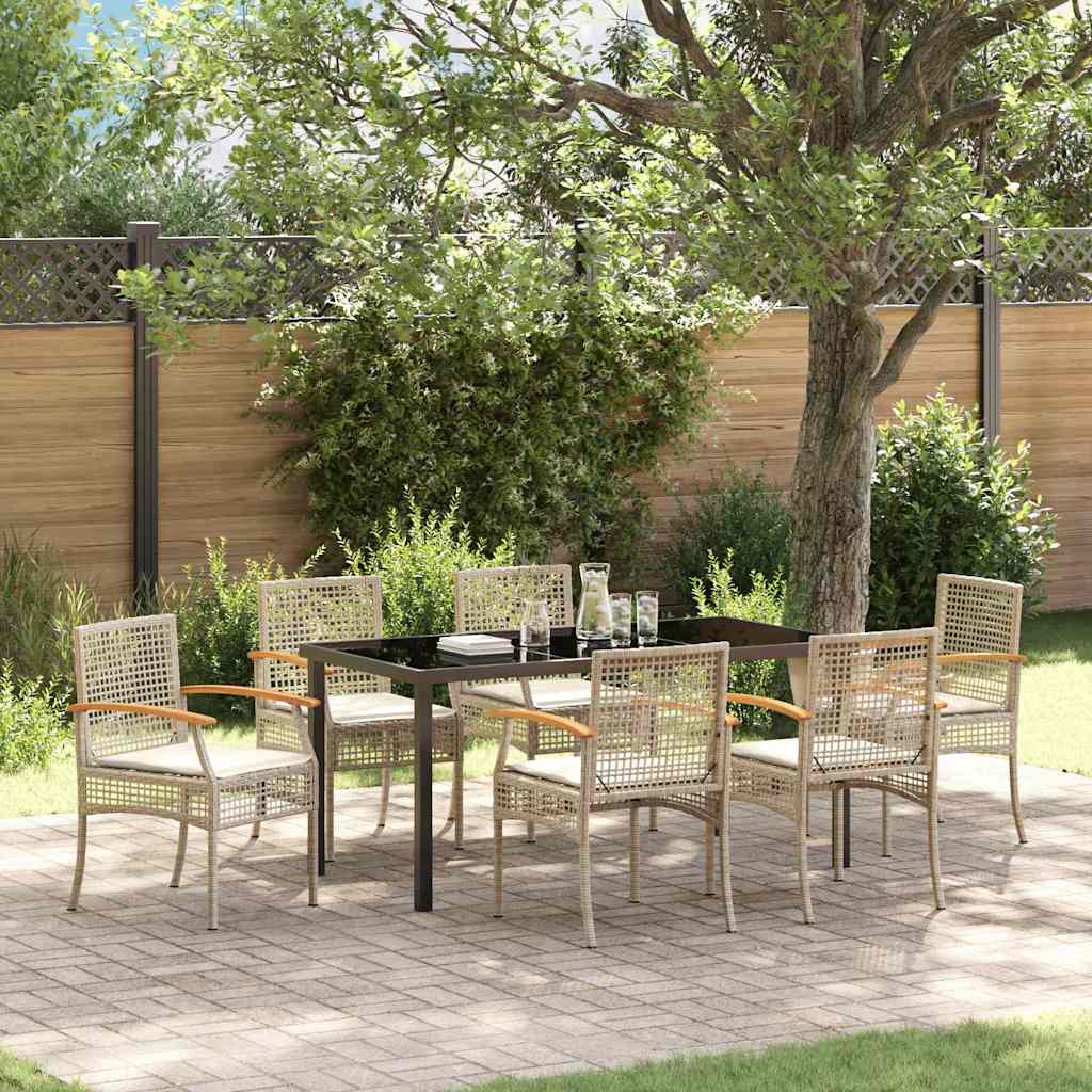 Tuin Eetset 7 pcs Beige poly rattan