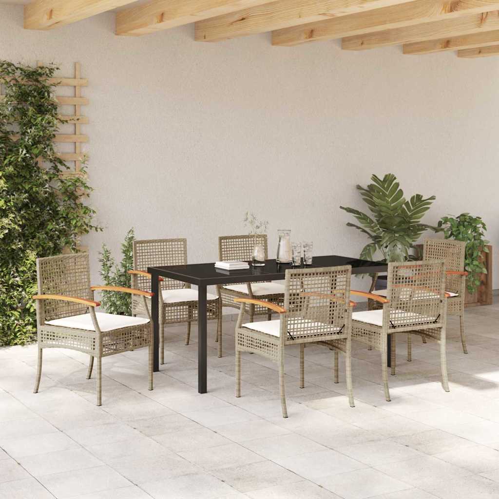 Tuin Eetset 7 pcs Beige poly rattan