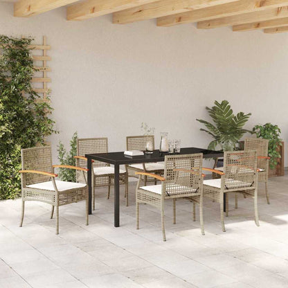 Tuin Eetset 7 pcs Beige poly rattan