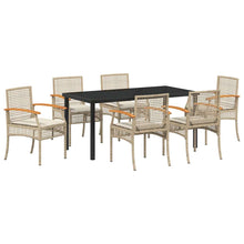 Tuin Eetset 7 pcs Beige poly rattan