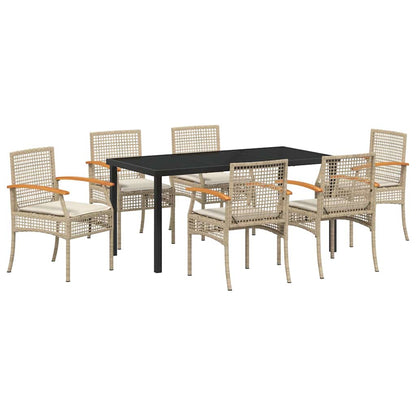 Tuin Eetset 7 pcs Beige poly rattan