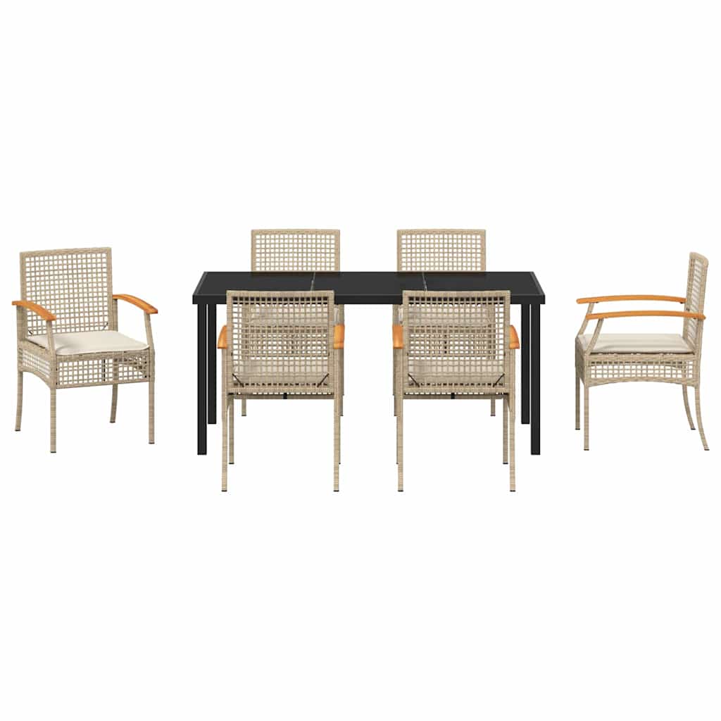 Tuin Eetset 7 pcs Beige poly rattan