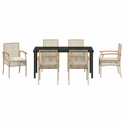 Tuin Eetset 7 pcs Beige poly rattan