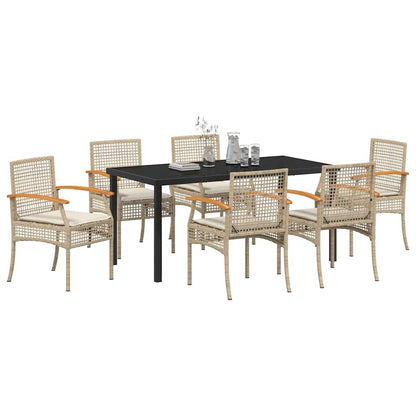 Tuin Eetset 7 pcs Beige poly rattan