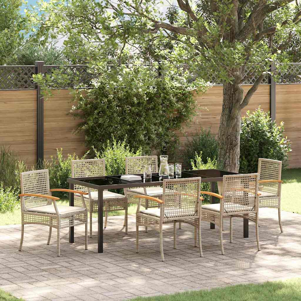 Tuin Eetset 7 pcs Beige poly rattan