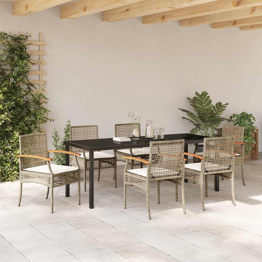 Tuin Eetset 7 pcs Beige poly rattan