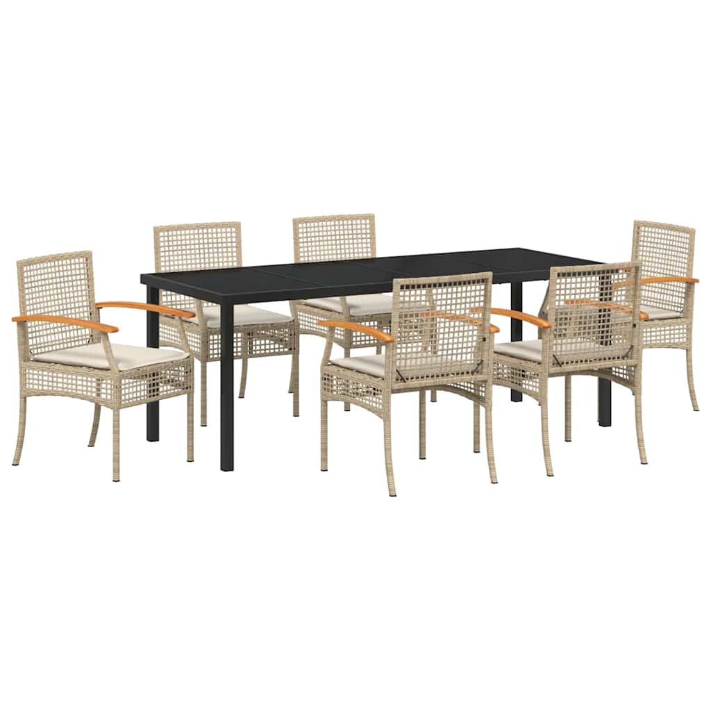 Tuin Eetset 7 pcs Beige poly rattan