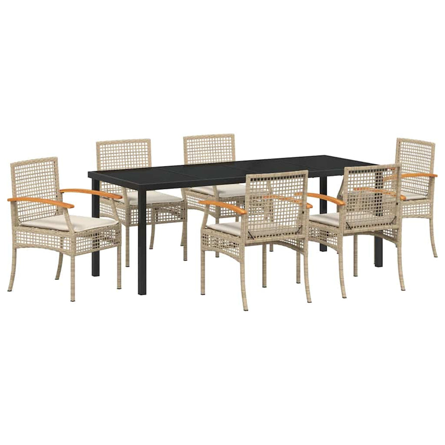 Tuin Eetset 7 pcs Beige poly rattan