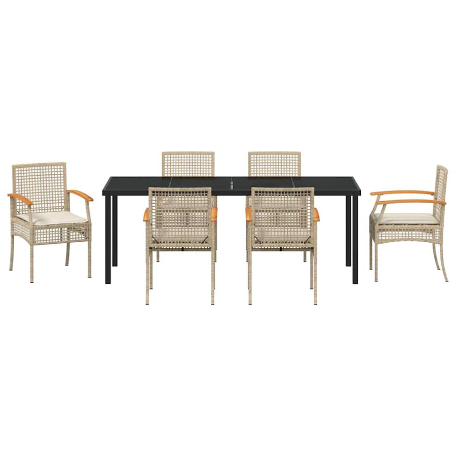 Tuin Eetset 7 pcs Beige poly rattan