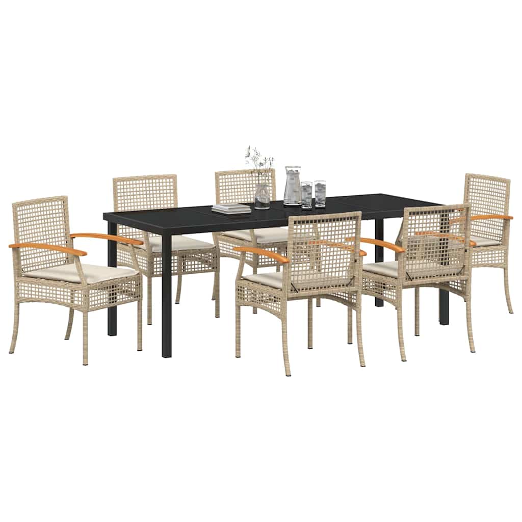 Tuin Eetset 7 pcs Beige poly rattan