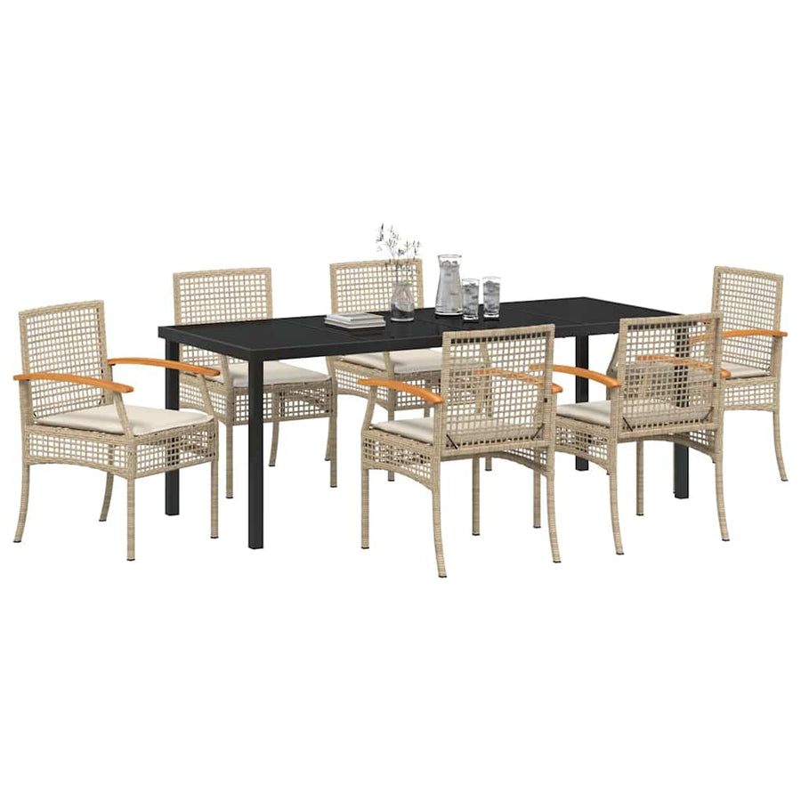 Tuin Eetset 7 pcs Beige poly rattan