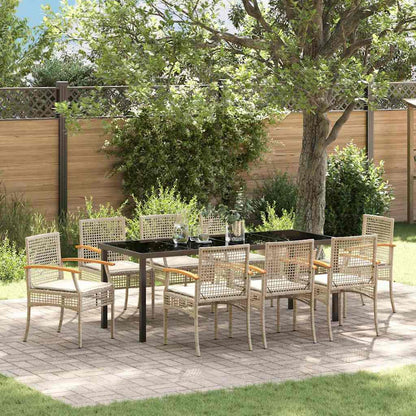 Tuin Eetset 9 pcs Beige poly rattan