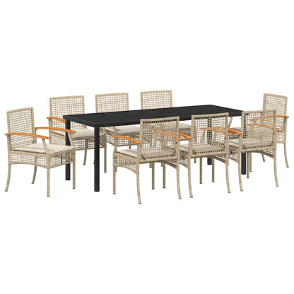 Tuin Eetset 9 pcs Beige poly rattan