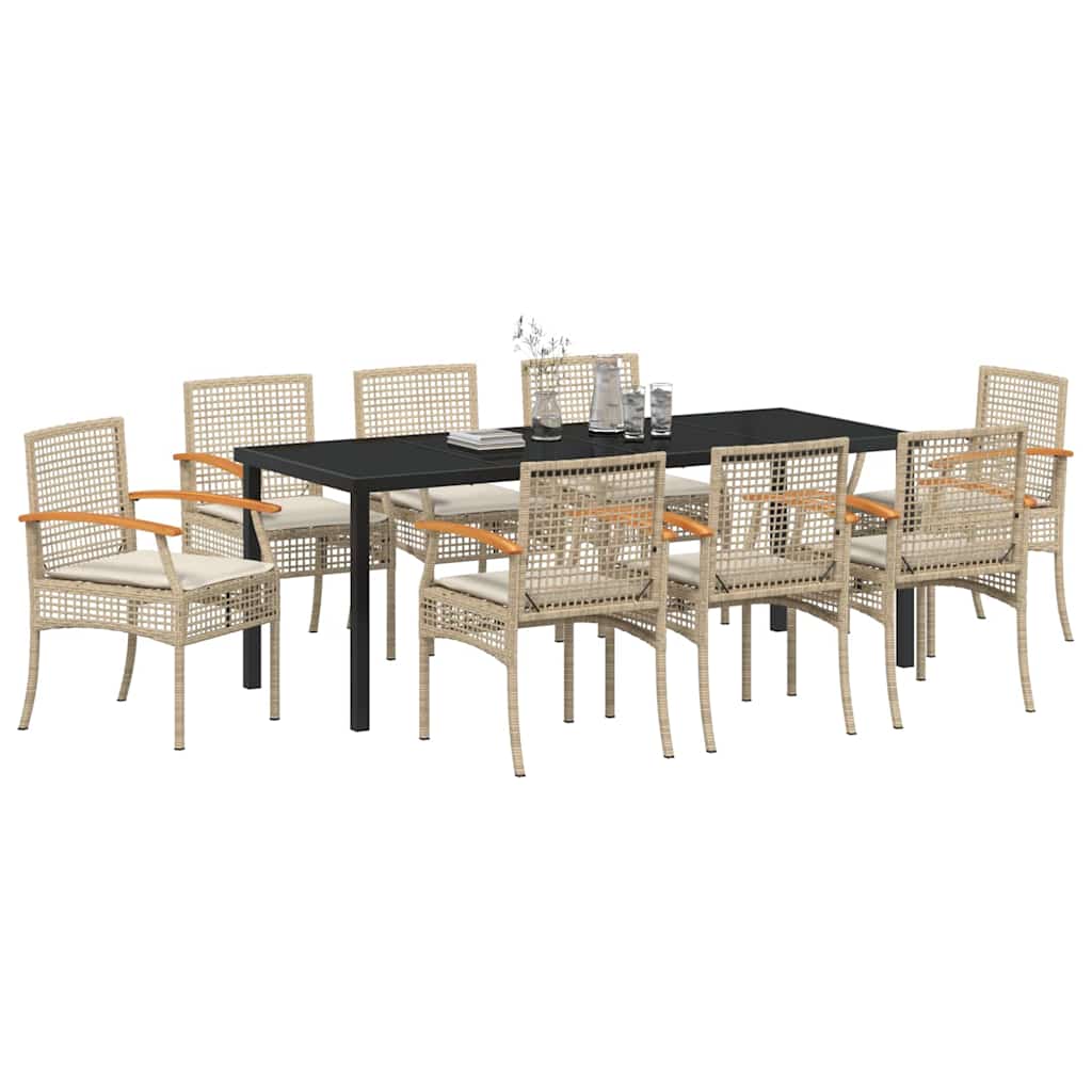 Tuin Eetset 9 pcs Beige poly rattan