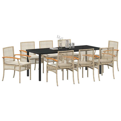 Tuin Eetset 9 pcs Beige poly rattan