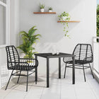 Tuin eettafelset 3-delig zwart poly rattan