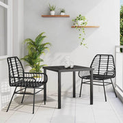 Tuin eettafelset 3-delig zwart poly rattan