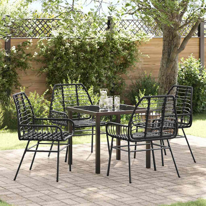 Tuin eettafelset 5 pcs Zwart poly rattan