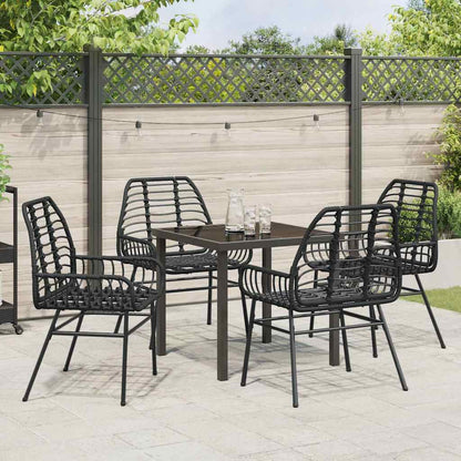 Tuin eettafelset 5 pcs Zwart poly rattan