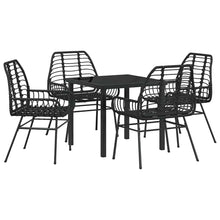Tuin eettafelset 5 pcs Zwart poly rattan