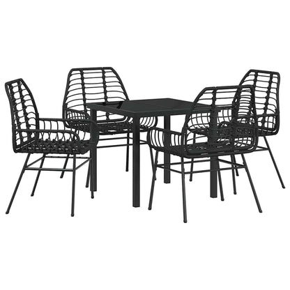 Tuin eettafelset 5 pcs Zwart poly rattan