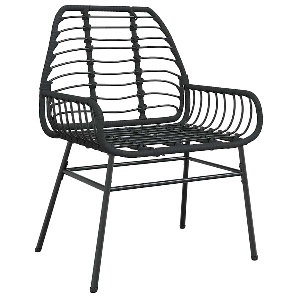 Tuin eettafelset 5 pcs Zwart poly rattan
