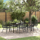 Tuin eettafelset 7-delig poly rattan zwart 200 cm
