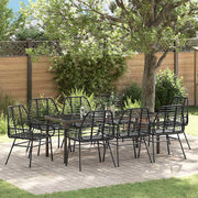 Tuin eettafelset 9-delig poly rattan zwart
