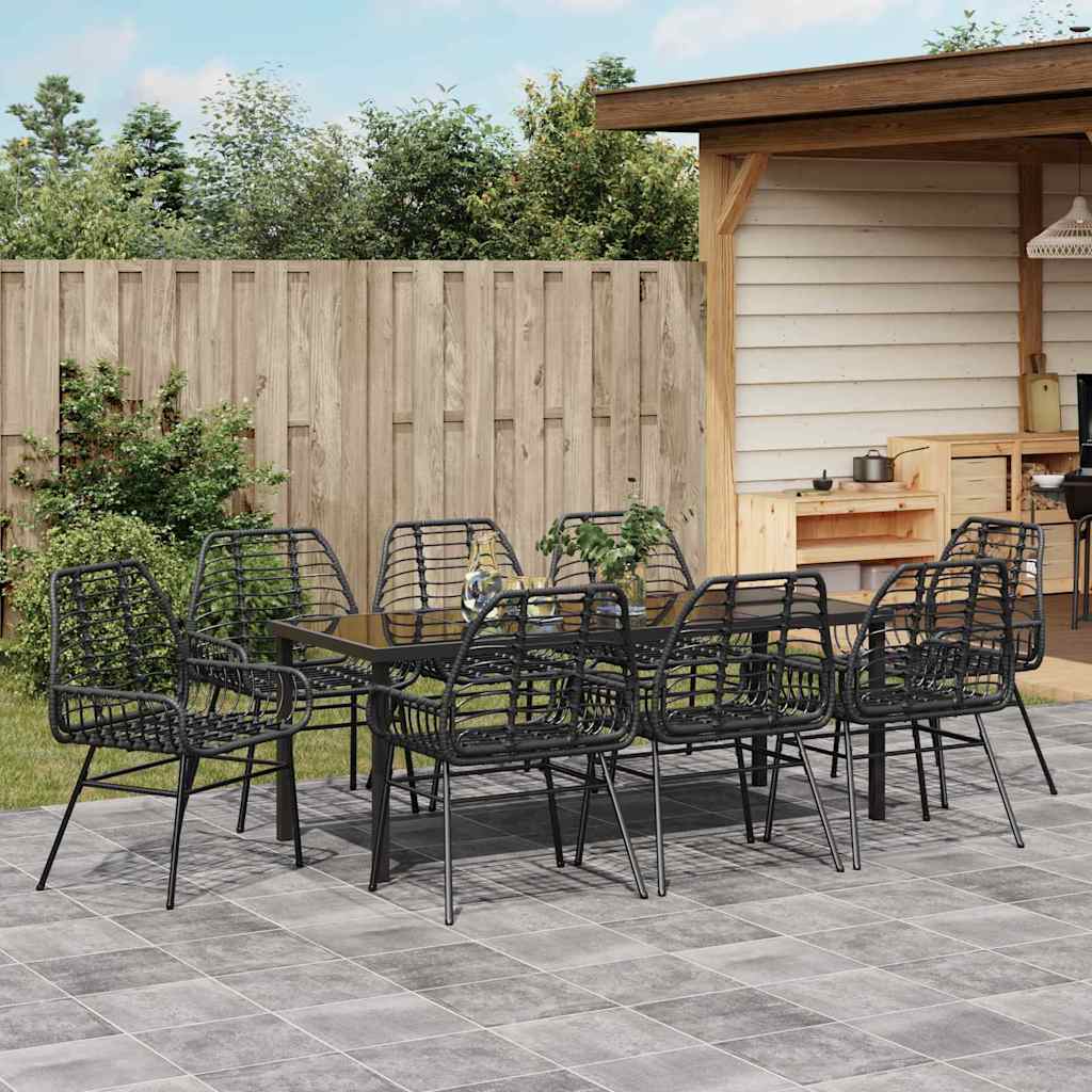Tuin Eettafelset 9 Pcs Zwart Poly Rattan 8-persoons Achterkant 200 cm
