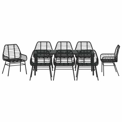 Tuin Eettafelset 9 Pcs Zwart Poly Rattan 8-persoons Achterkant 200 cm