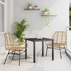 Tuin eettafelset poly rattan bruin 3-delig
