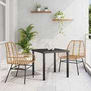 Tuin eettafelset poly rattan bruin 3-delig