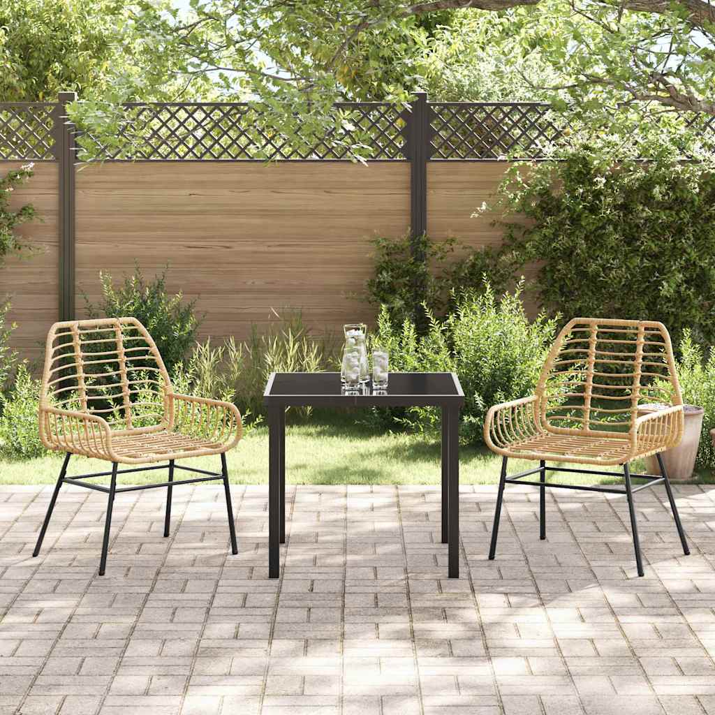Tuin eettafelset 3 pcs Bruin poly rattan