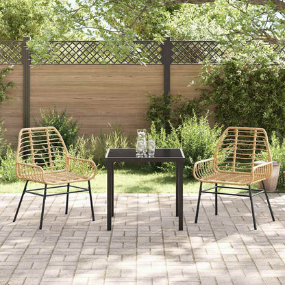Tuin eettafelset 3 pcs Bruin poly rattan