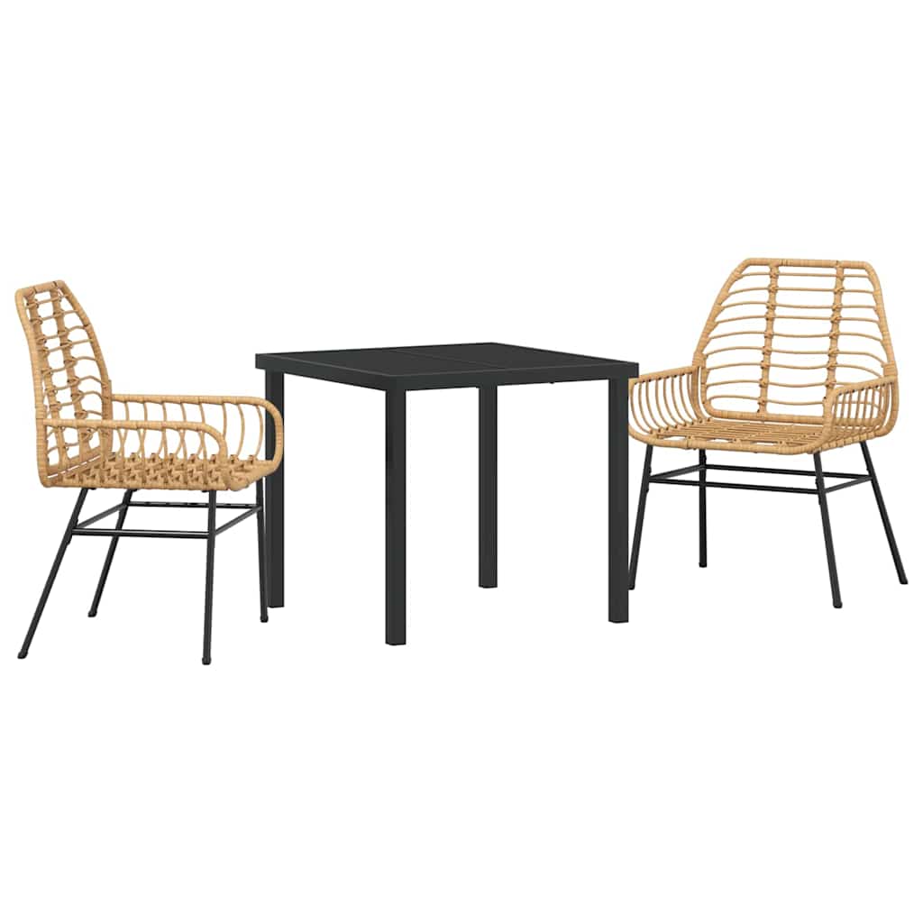 Tuin eettafelset 3 pcs Bruin poly rattan
