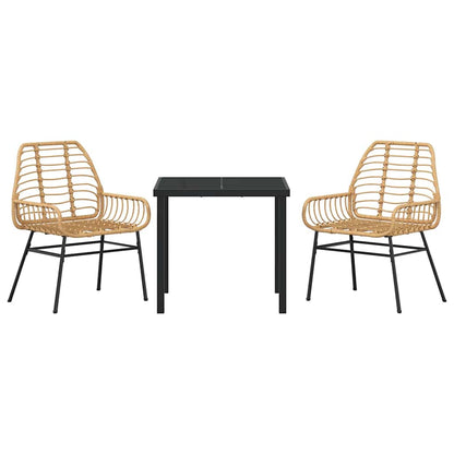 Tuin eettafelset 3 pcs Bruin poly rattan