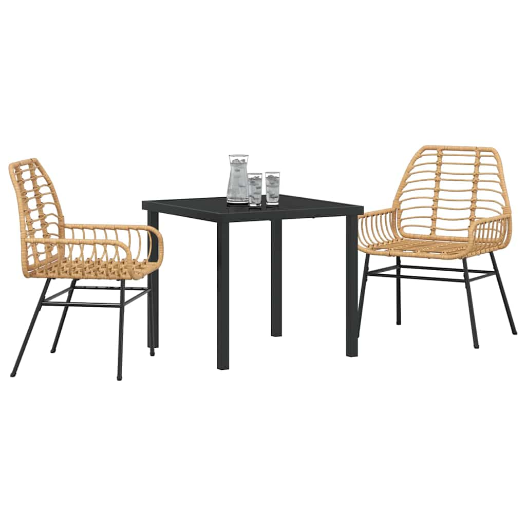 Tuin eettafelset 3 pcs Bruin poly rattan