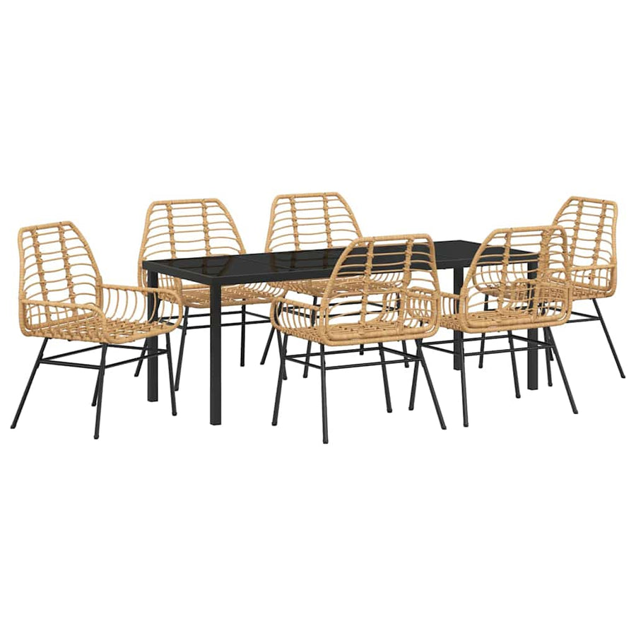Tuin Eettafelset 7 Pcs Bruin Poly Rattan