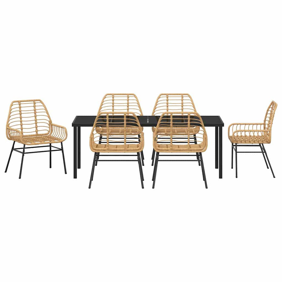 Tuin Eettafelset 7 Pcs Bruin Poly Rattan