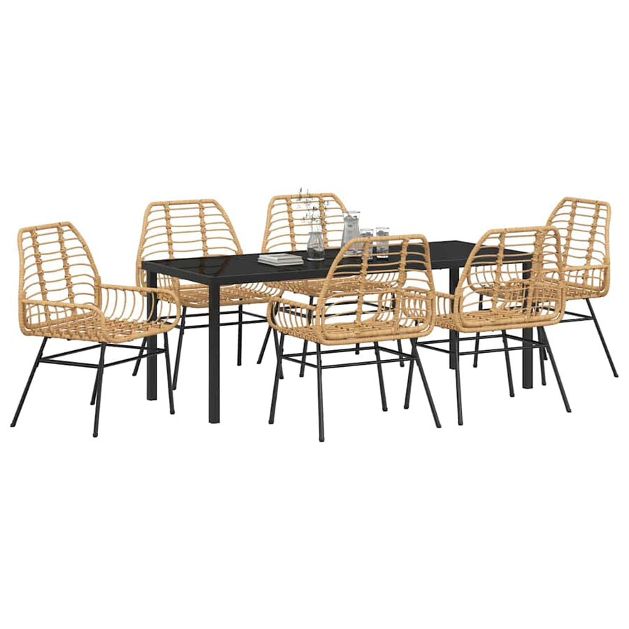Tuin Eettafelset 7 Pcs Bruin Poly Rattan