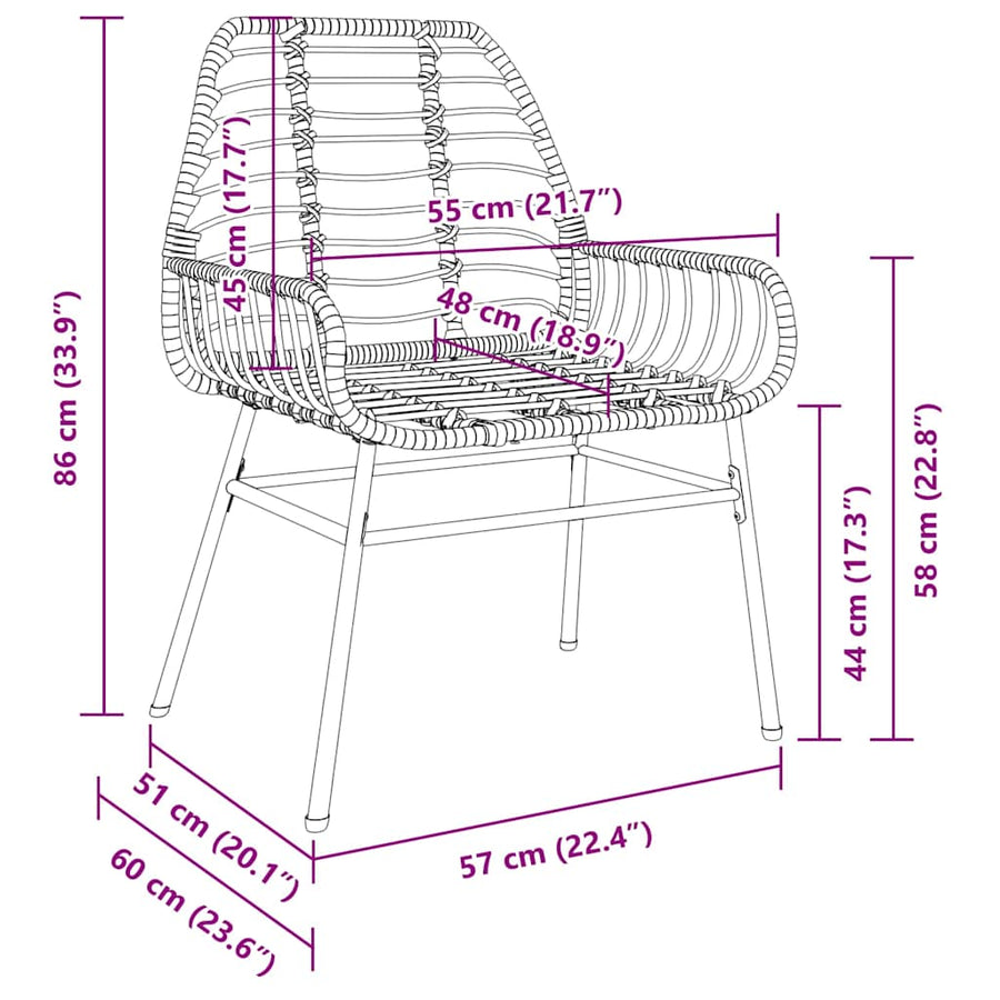 Tuin Eettafelset 7 Pcs Bruin Poly Rattan