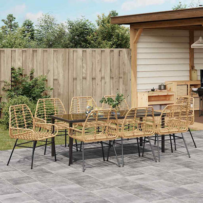 Tuin Eettafelset 9 Pcs Bruin Poly Rattan