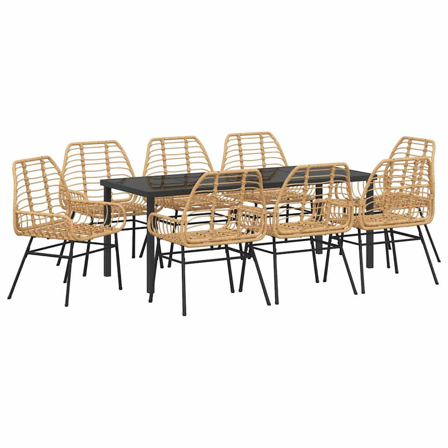 Tuin Eettafelset 9 Pcs Bruin Poly Rattan