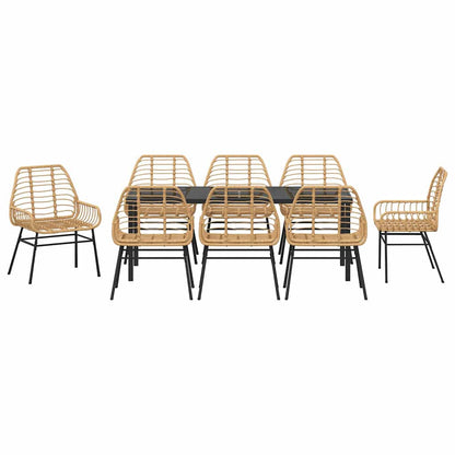 Tuin Eettafelset 9 Pcs Bruin Poly Rattan