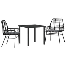 Tuin eettafelset 3 pcs Zwart poly rattan